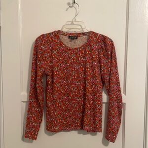 J. Crew Flower Print Three-Quarter Sleeve Top